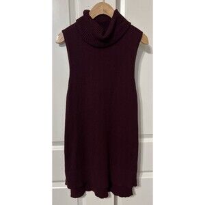 WHITE HOUSE BLACK MARKET   MAROON SLEEVELESS MOCK TURTLENECK SWEATER SIZE: S